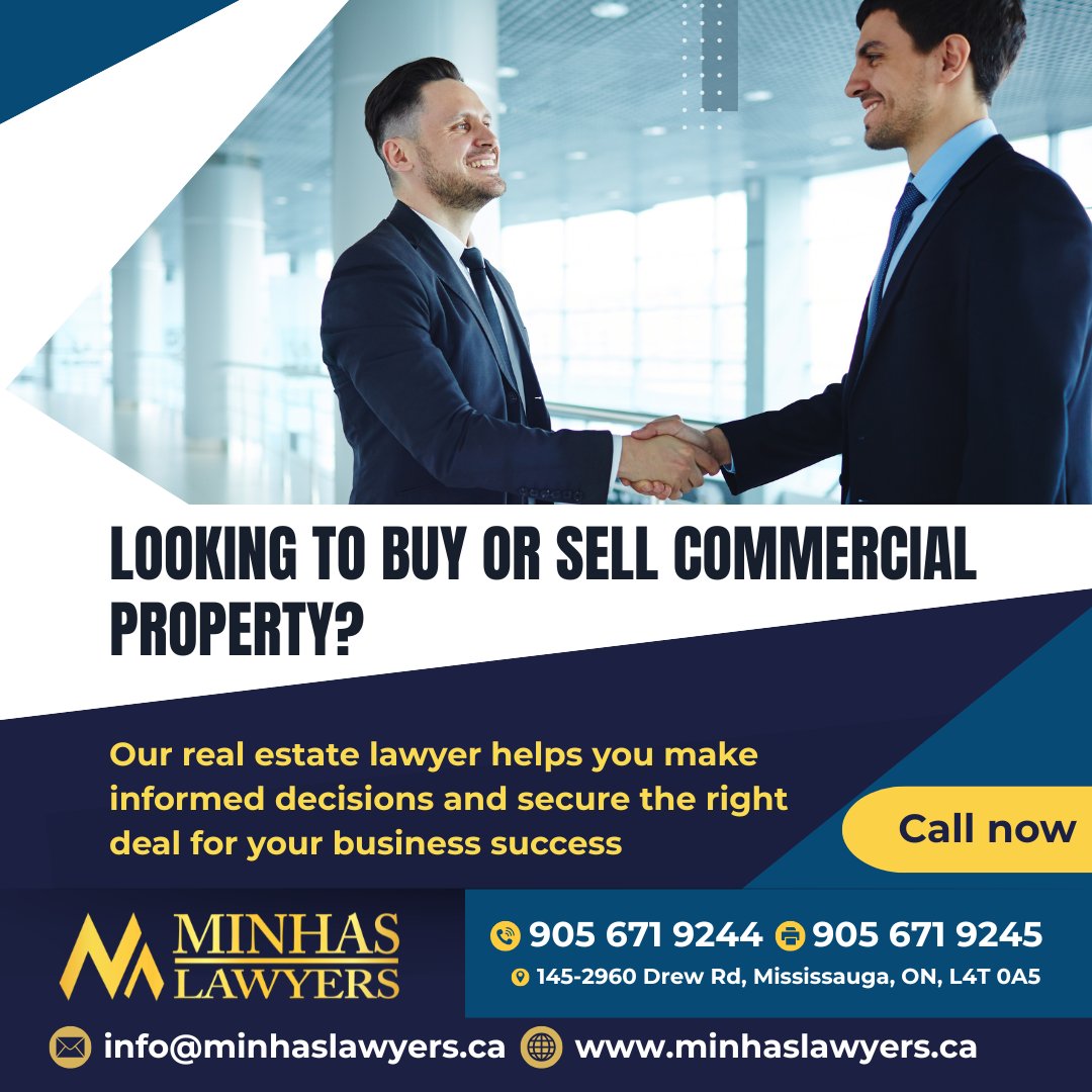 MinhasLawyers's tweet photo. 🏢 Buying or selling commercial property?

Call: 9056719244
Email: info@minhaslawyers.ca
Visit - https://t.co/ukTV81bQ4d

#CommercialRealEstate #RealEstateLawyer #CommercialProperty #BusinessLaw #RealEstateDeals #PropertyLaw #LegalExperts #CommercialTransactions #BusinessSuccess https://t.co/7VBuGgpoLN