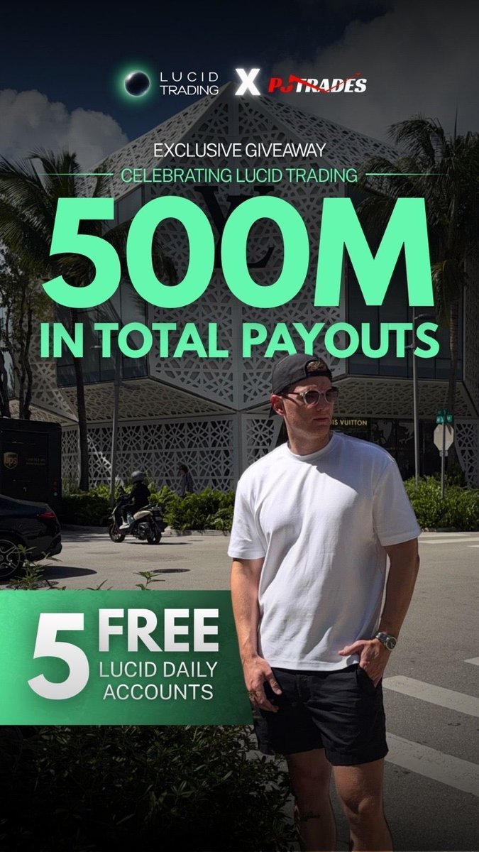 PJtrades_NQ's tweet photo. So... Lucid just crossed $500 MILLION in payouts 🔥

And to celebrate, we're giving away 5 FREE Lucid Daily accounts. 

To enter ⬇️

- follow me + @TradingLucid
- comment code PJ 
- repost this
- tag 2 people

Winners announced Monday.

Good luck everyone!! https://t.co/bqoEtuP7Gp