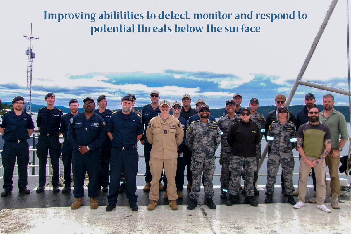 UKdefenceUS's tweet photo. The @RoyalNavy tested the latest tech with AUKUS allies to help protect critical undersea infrastructure. 

Planning is already underway for the next AUKUS Pillar 2 exercise, bringing allies even closer across maritime, air, cyber and space. 🇬🇧🇺🇸🇦🇺 https://t.co/OdDz5MRUrl