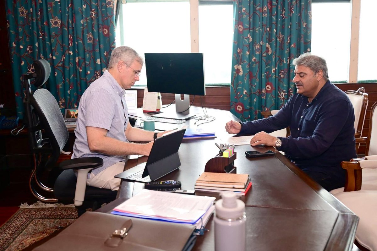 sajjadshaheen's tweet photo. Called on Hon’ble Chief Minister @OmarAbdullah Sb at the Civil Secretariat, Srinagar today and held a discussion on a wide range of developmental initiatives concerning the Banihal-Gool Constituency.

I highlighted several key issues requiring immediate attention and sought the Hon’ble Chief Minister’s intervention to further accelerate the pace of development across the constituency.

I am deeply grateful to Omar Sb for his patient hearing and unwavering commitment towards the holistic development of Banihal-Gool. His consistent support for transformative and people-centric initiatives continues to strengthen our resolve to deliver meaningful progress and ensure that the aspirations of our people are translated into tangible outcomes on the ground.