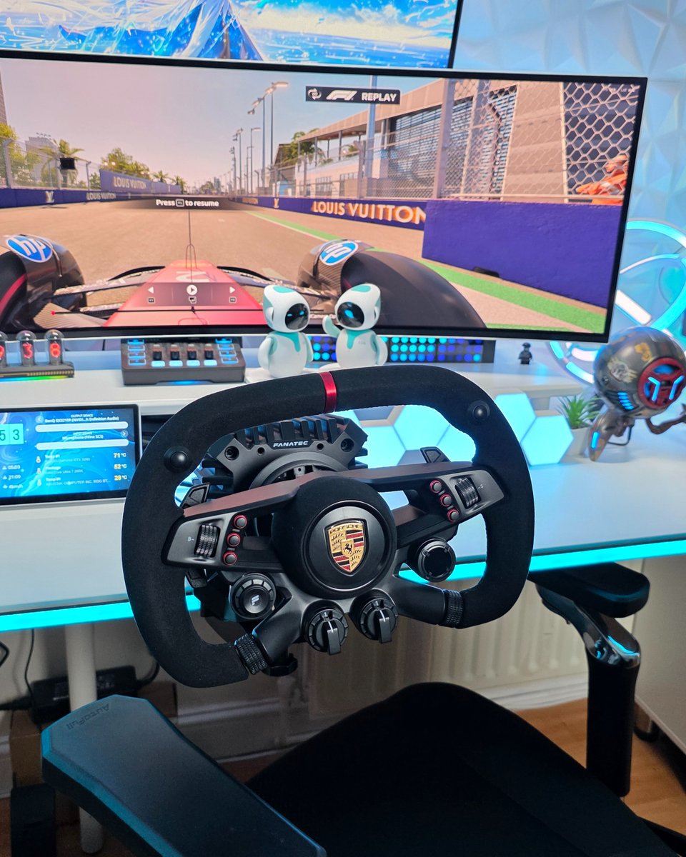 fanatec's tweet photo. What a nice way to gear up an already beautiful desk setup by mrstartech. 😍

Definitely one of the coolest setups we've seen.

🏁 https://t.co/ocFm2o4e4n https://t.co/5tJdfAKpMf