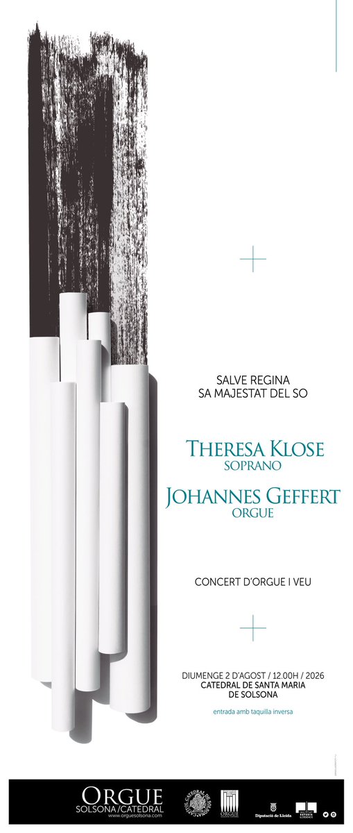 orguesolsona's tweet photo. Aquest diumenge, a les 12 del migdia, el prestigiós organista Johannes Geffert tornarà a fer sonar el gran #orgue de la catedral de #Solsona, acompanyat per la soprano Theresa Klose. Obres de Mendelssohn, Verdi, Albéniz… Entrada amb taquilla inversa. Us hi esperem! https://t.co/GmGXws2mM3