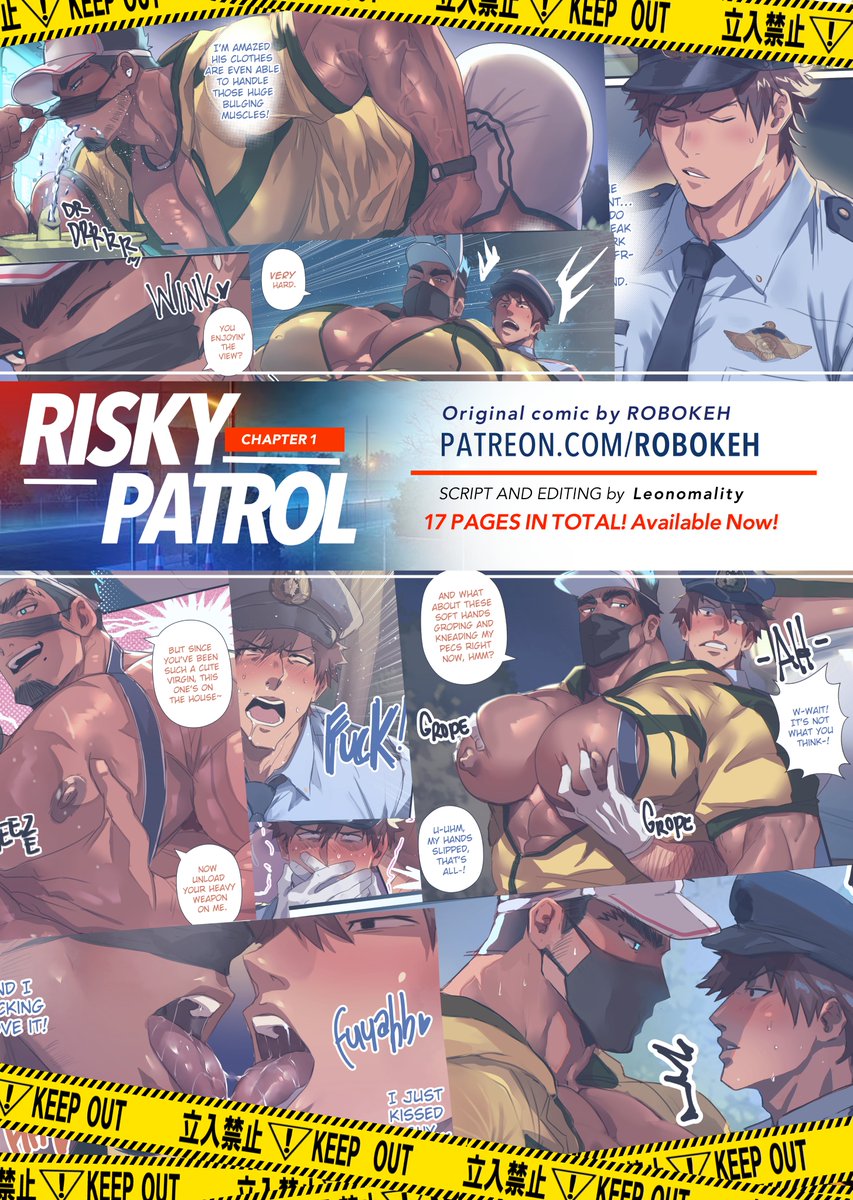Robodraws's tweet photo. 🚨 Risky Patrol is OUT!! 🚨
Follow officer Takeru as he embarks on his quest to detain the rumored “Perverted Bunny Man” spreading indecency at the local park… 🐰
Will he succeed… or will he get roped in? 😏
17 pages available right now for my supporters!