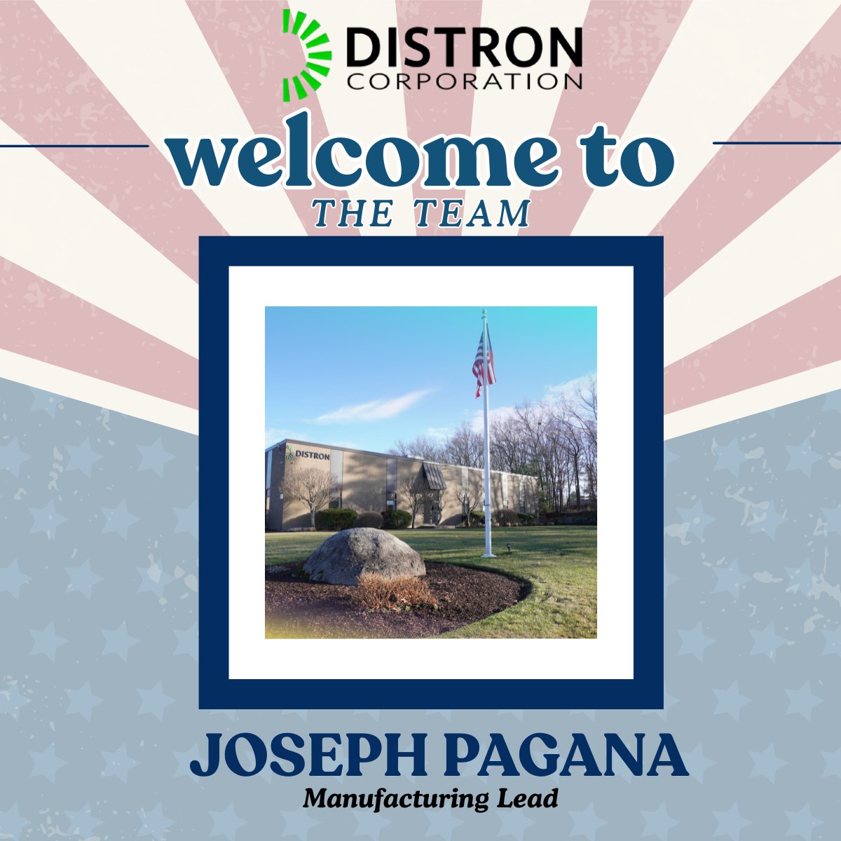 DistronCorp's tweet photo. Proud to introduce Joseph Pagana as a new member of our growing community. We’re glad you’re here.
#DISTRON #ContractManufacturing https://t.co/4IahWSwnnA