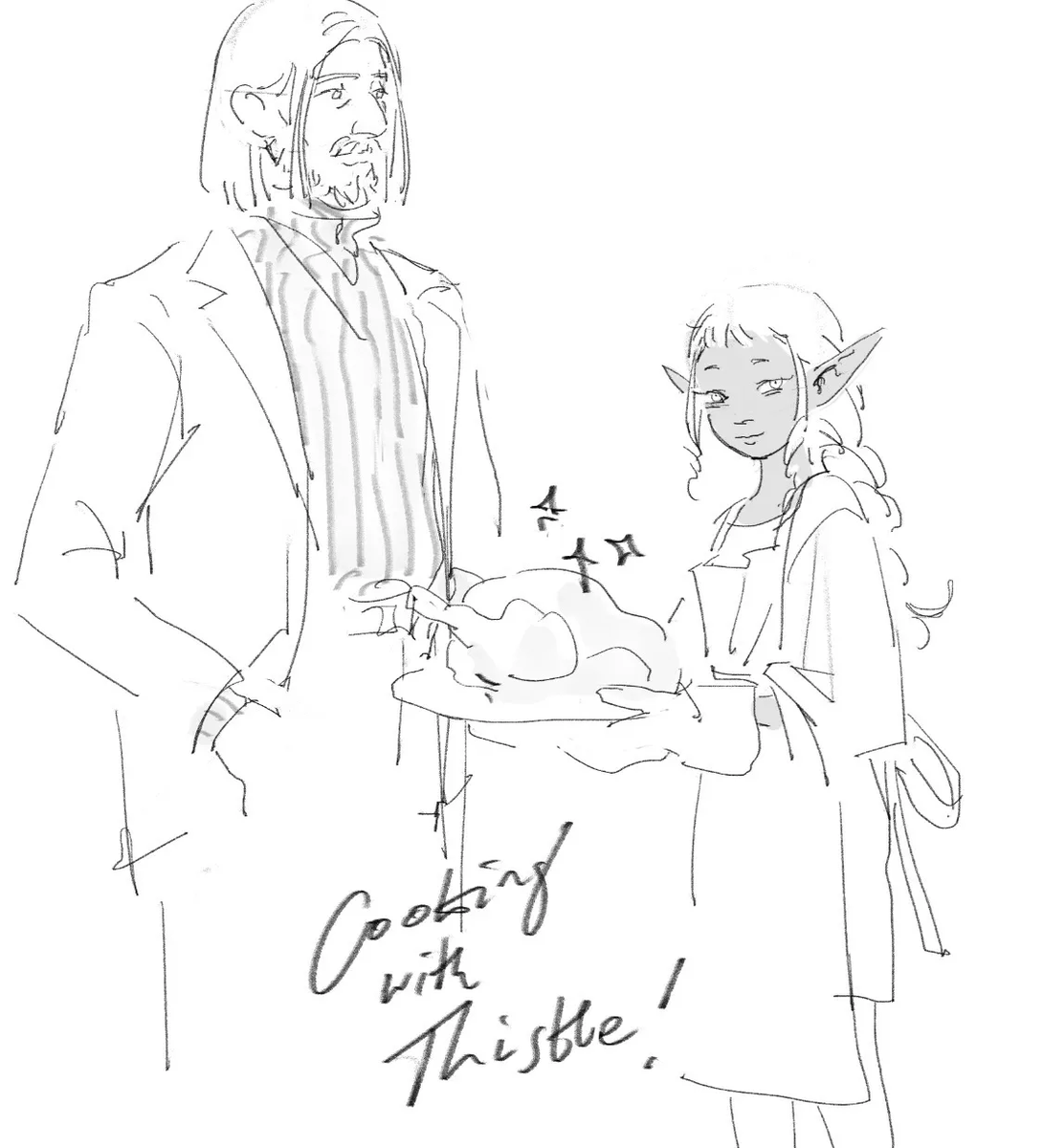 11agares's tweet photo. i had to doodle their little outfits from the cookbook illustration! https://t.co/Grf0R1EDBL