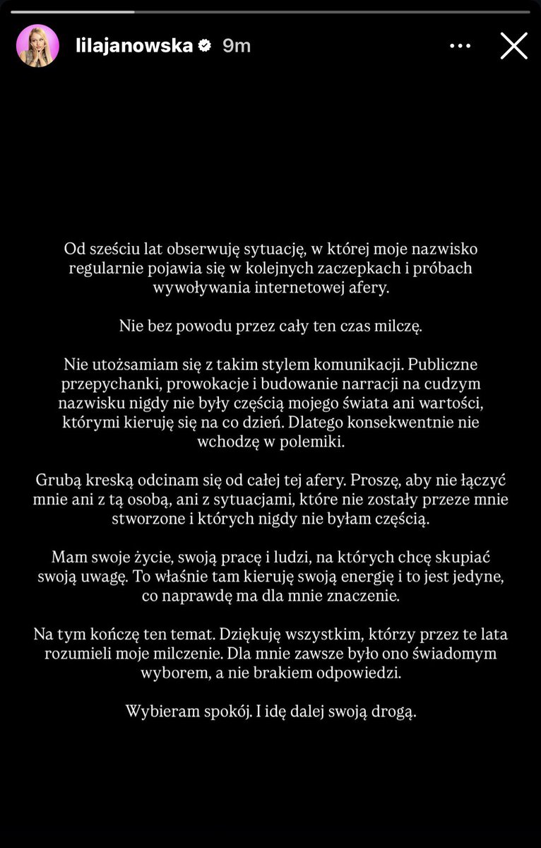naczasienews's tweet photo. ❗️Lila Janowska opublikowała oświadczenie w związku aferą dotyczącą Fagaty. https://t.co/MwoSAA6kat