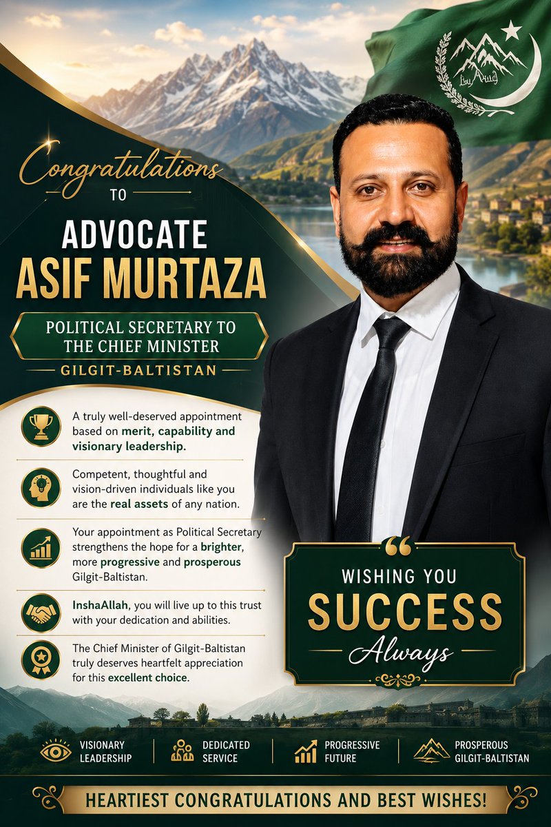 AttaradDr's tweet photo. Congratulations, my childhood friend Asif Murtaza, on your well-deserved appointment as Political Secretary to the CM GB. Wishing you every success. Proud of you! 👏 #GilgitBaltistan https://t.co/38wlHvousL