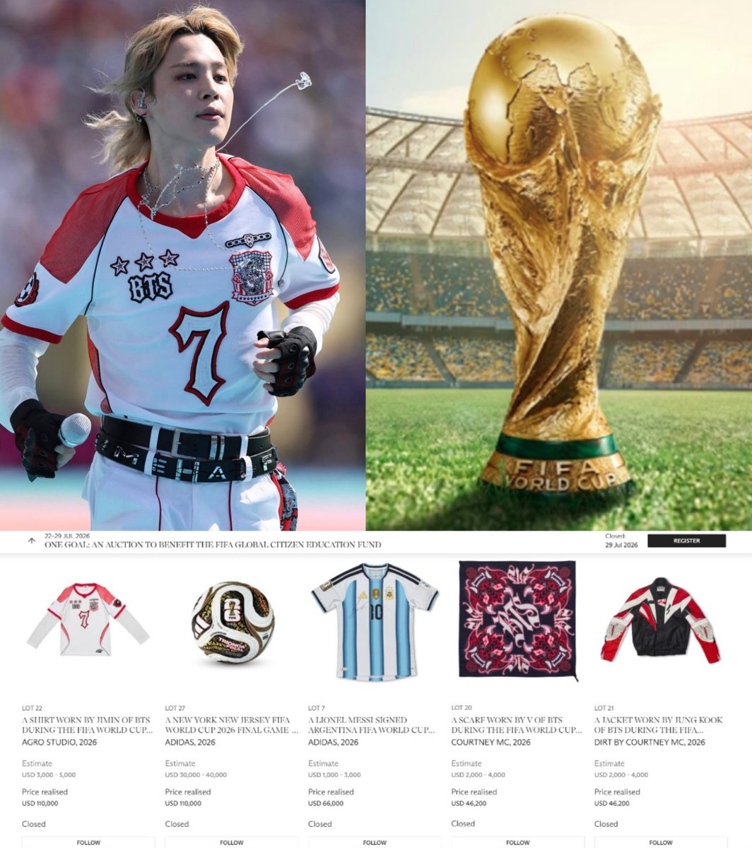 Pam_Jm13's tweet photo. JIMIN IMPACT IS CRAZY!  🔥👑

La camiseta que Jimin llevó puesta durante el espectáculo de medio tiempo de la Copa Mundial de la FIFA se vendió por 110.000 USD, convirtiéndola en el artículo de mayor precio de la subasta.

CONGRATULATIONS JIMIN 
JIMIN POSITIVE INFLUENCE https://t.co/IKAgnn7b1e