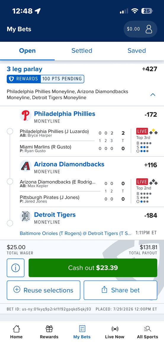 SmithBrayd13238's tweet photo. @DanGambleAI Nothing better than a ML parley https://t.co/0OigLOHOvf
