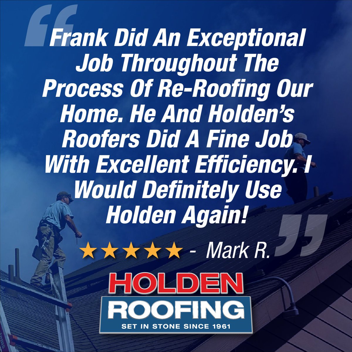 HoldenRoofingTX's tweet photo. There's nothing better than hearing that a homeowner would choose us again.
π Have questions about your roof? Call Holden Roofing at 888.553.1318
#holdenroofing #TexasRoofing #customerreview #bestcustomerservice #bestroofingcompany #RoofingDoneRight https://t.co/sOX4UnyEFc