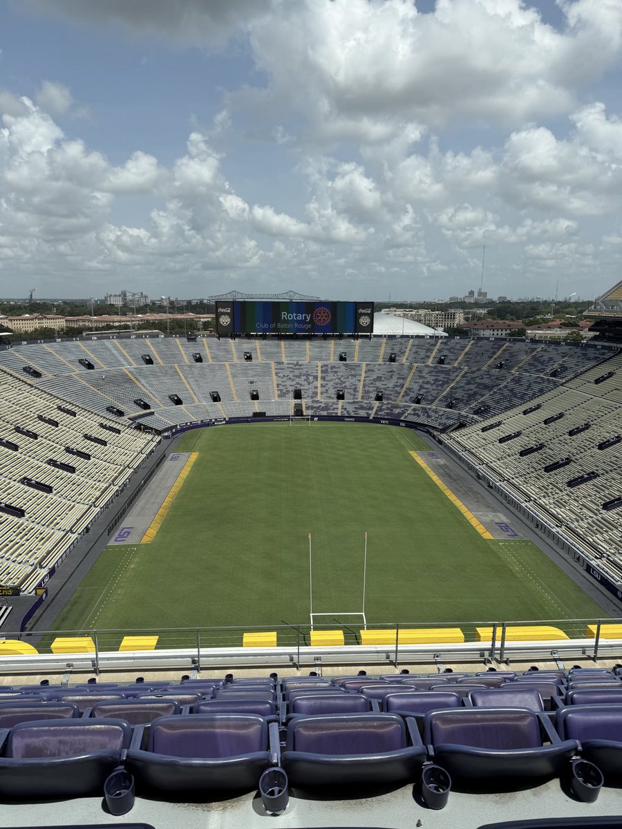 Cauble's tweet photo. Field looks great, city looks city-ish

Lane Kiffin speaking at Rotary today, if he gives us any new material I’ll be sure to pass it along.

You can watch @WBRZ streaming https://t.co/cDa4JEaUgM