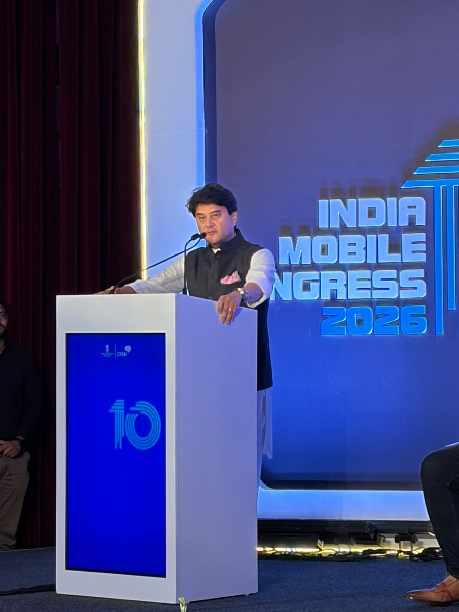 ConnectCOAI's tweet photo. At the #IMC2026 Theme Launch, in his Keynote Address, Shri @JM_Scindia , Hon’ble Minister of Communications and Development of North Eastern Region, Government of India, highlighted how India’s telecom sector has created an “invisible highway” connecting people, opportunities, and innovation at an unprecedented scale.

He emphasised that Digital India is driven by the democratisation of technology and Antyodaya, enabling inclusive growth through affordable connectivity, widespread digital adoption, and rapid 5G expansion across the country.

Speaking on the theme “Scale Without Boundaries,” Shri Scindia underscored India’s ambition to lead the world in 6G and build telecom solutions that create impact not only for 1.4 billion Indians but for the global community.

#IndiaMobileCongress #ScaleWithoutBoundaries #DigitalIndia #5G #6G #Telecom #Innovation #Connectivity #COAI  

@DoT_India @TRAI @exploreIMC @airtelnews @reliancejio @ViNewsOfficial