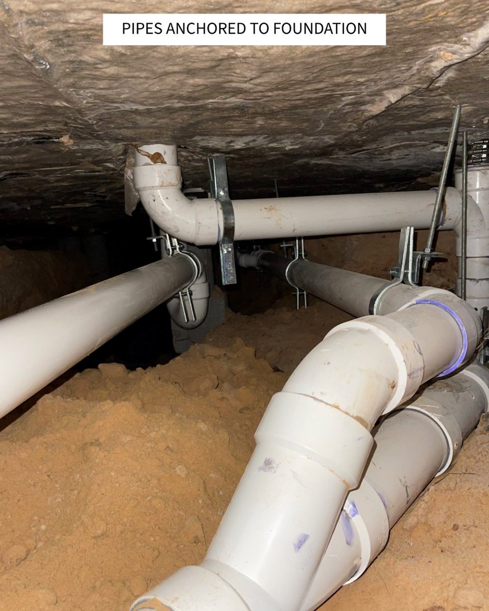 crackedslab's tweet photo. During a foundation repair or house lift, plumbing lines are carefully anchored to help maintain proper support and alignment. Every component beneath your home plays an important role in the overall stability of your foundation. https://t.co/CG1hJAzJiA  #AlliedFoundation https://t.co/QQUpUwZzwX