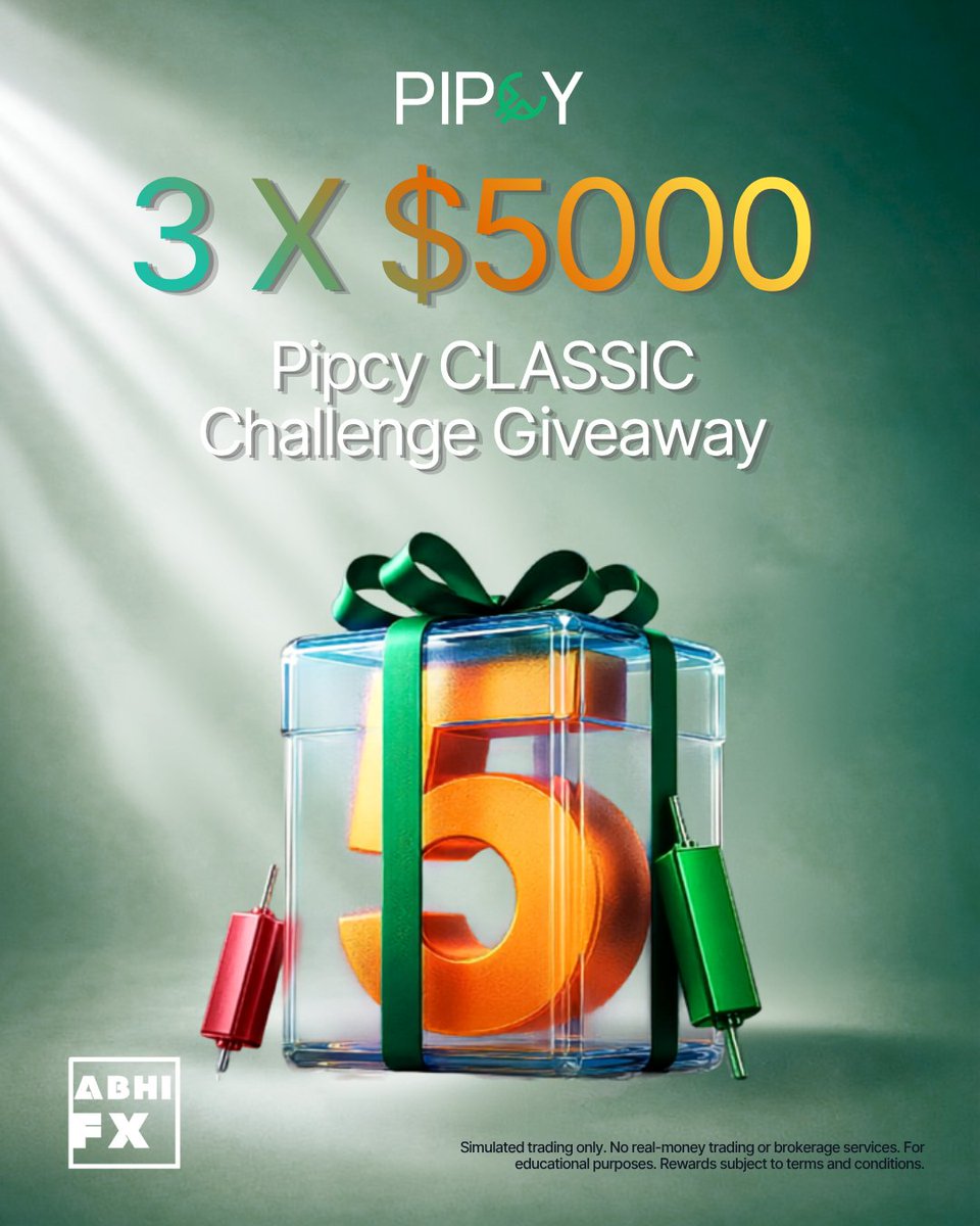 Abhii_FX's tweet photo. 3 × $5,000 Giveaway Live Alert 🚨

To enter,
1️⃣ Follow : @Pipcy_com | @Abhii_FX

2️⃣ Like, Repost 🔁 &amp; Tag your friends ♥️

3️⃣ Sign Up https://t.co/RcevlxXByu…

4️⃣ Join Discord - https://t.co/a9UdZISQ98

Limited time! ⌛
Winners will be picked 3 Day 

Best of luck 🤞🏼🍀 https://t.co/kojiBZJoYU
