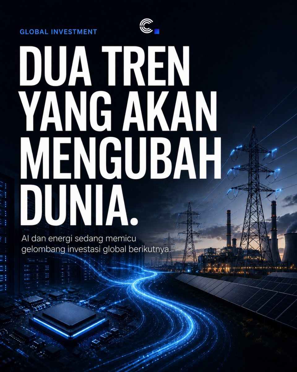 Cryptogen_id's tweet photo. Dunia tidak hanya sedang mengalami AI boom.

Kita sedang memasuki siklus investasi baru yang ditopang dua kekuatan sekaligus: AI dan energi.

Semakin besar kebutuhan komputasi, semakin besar pula kebutuhan terhadap chip, data center, jaringan, listrik, dan infrastruktur energi. https://t.co/5BRtZ1AeCT