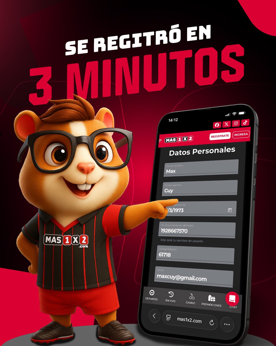 Mas1x2's tweet photo. Al principio, Juan también estaba con el "¿será o no será?". Pero dejó de pensarlo tanto
📲 Se registró en 3 minutitos.
☕ Verificó su correo
🔥 Y ahora ya juega como todo un duro.
¿Y tu qué dices, sobrino?👀
Deja las dudas y únete. Capaz el próximo que esté celebrando seas tú💸 https://t.co/yKAWwbUnfS