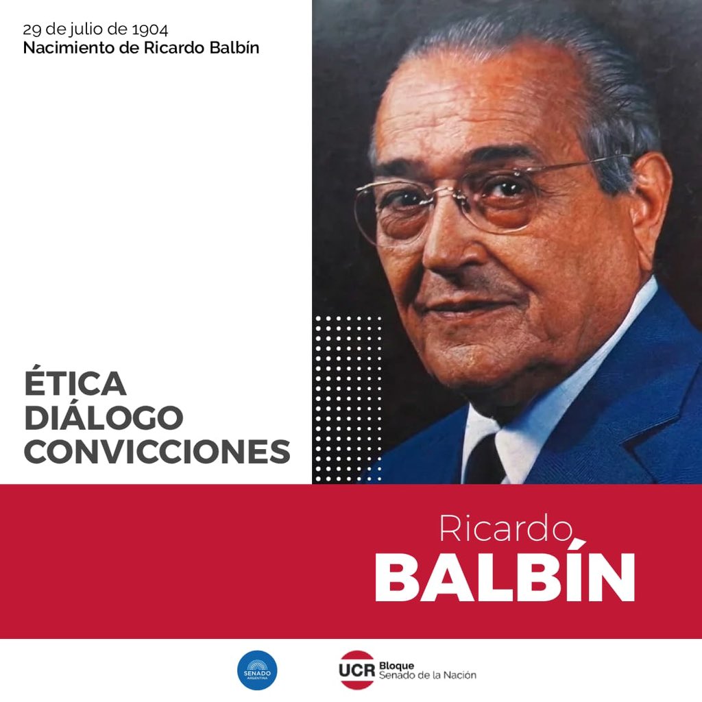 ucrsenado's tweet photo. A 122 años del nacimiento de Ricardo Balbín, honramos su legado. Hombre de #Convicciones firmes, #Ética intachable y #Diálogo republicano, su compromiso con la Patria marca nuestro camino. 🇦🇷 🇵🇱 https://t.co/iJqFRCcTJn