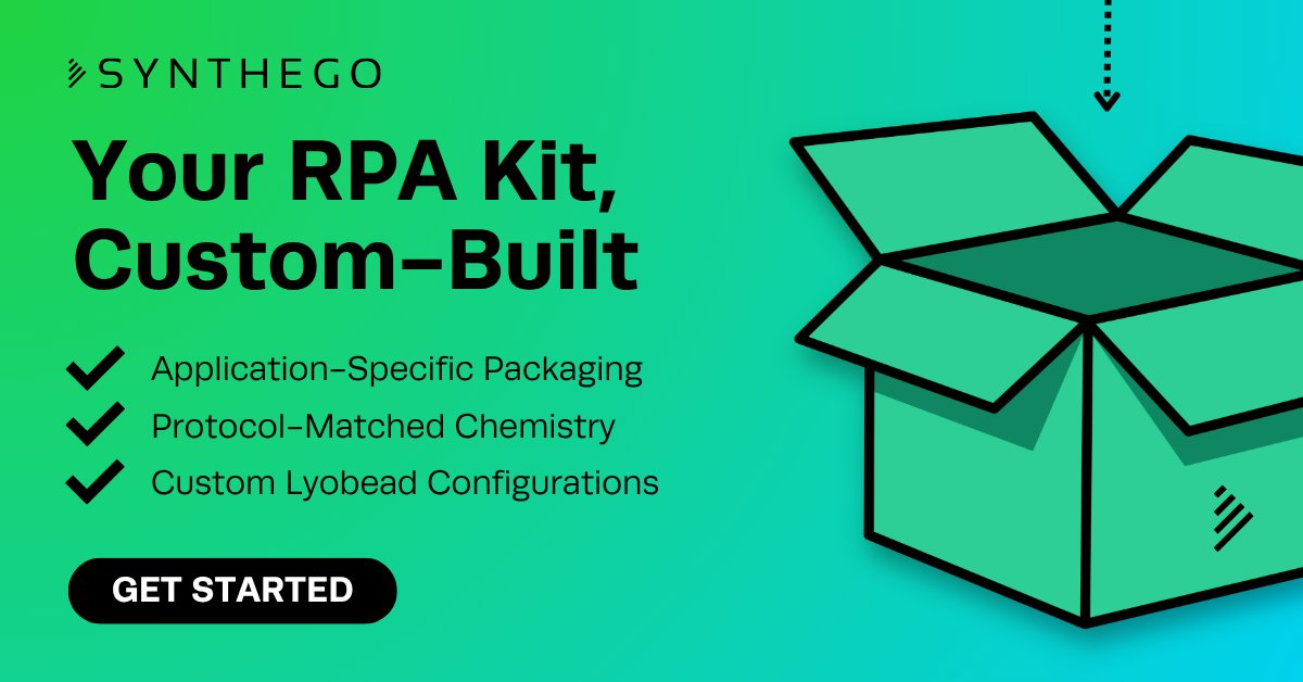 Synthego's tweet photo. Not all RPA kits are built the same, and not all vendors are willing to change them.
At Synthego, customization isn’t an add-on. It’s the starting point.
Beyond RPA, we also support PCR, IVT workflows, and custom enzyme/reagent development.
👉 https://t.co/IQtco2U81v https://t.co/sO8piJNrLz