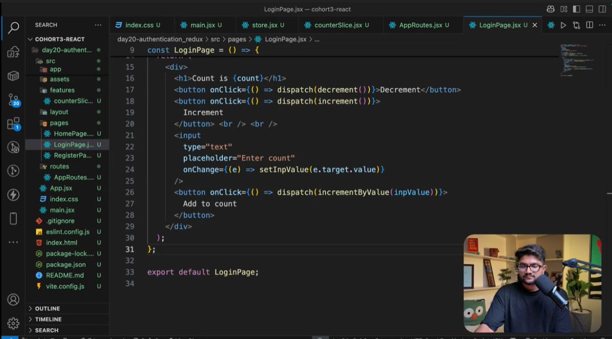 prathamkave's tweet photo. Redux Learning Session ⚛️ at @sheryians_ COHORT 3.0

• Authentication with Redux
• Hydrating Redux state after reload
• Auth-based navigation

#ReactJS #ReduxToolkit #Authentication #ProtectedRoutes #JavaScript #Cohort3 #SheryiansCodingSchool https://t.co/ublnQrp2h2