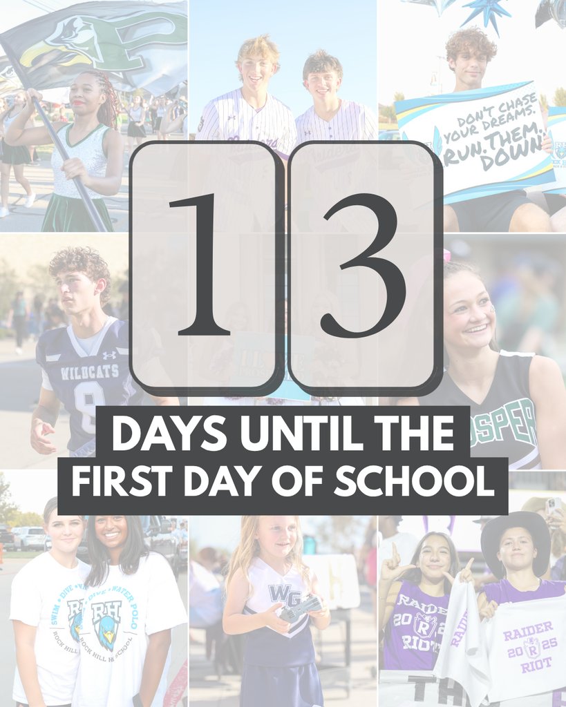 hugheselem's tweet photo. The countdown to August 11 is on. 🎒⏳ Just 13 days until the start of a new school year! See you soon, Prosper ISD students. https://t.co/zwguspwR8K