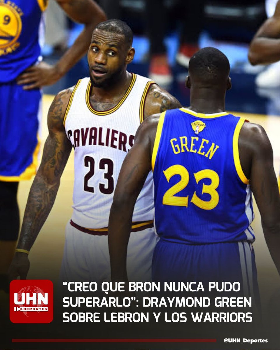 UHN_Deportes's tweet photo. 🇺🇸‼️ | Draymond Green, leyenda de los Golden State Warriors, opinó en 'The Draymond Green Show' por qué cree que Lebron James rechazó jugar con la franquicia de la Bahía: "Creo que Bron nunca pudo superar la historia en las finales. Si hubiera venido, lo habrían destrozado: 'Fuiste a jugar con Steph (Curry) cuando el te ganó', creo que eso influyó", explicó el ala-pivot.