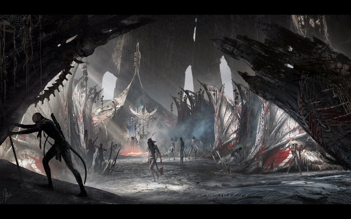 JonathanBach16's tweet photo. The basis for the look of the Mangkwan Village in Avatar Fire And Ash was laid out by the incredible wide shots &amp; keyframes by @dylancoleart &amp; @messingart. I did a little work helping to figure out the village layout later on after some rounds of Individual yurt designs. At a https://t.co/p6AuAFNP8E