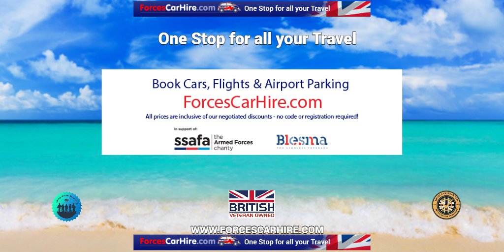 forcescarhire's tweet photo. One Stop. All Your Travel
🚘 Car Hire SAVERS!
✈️ '1 Click' #Flights
🅿️ 15% off #UKAirportParking
🖱️ https://t.co/xUYb6eB1nj
Supporting SSAFA & Blesma
#travel #carhire #discounts #carrental #holidays #forces #bluelight #expats #forcescarhire https://t.co/g11g9VnR6P