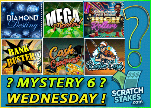 scratchstakes's tweet photo. 📣Wednesday Spoiler Alert📣
❓❔❓What are the Mystery 6❓❔❓
Play these 6 games to reveal today’s mystery game for the chance to #win up to $20,000 instant cash! 💸

🤔Have you scratched today?
👉 https://t.co/8N6O0zERwm https://t.co/7RkMfhDhZV