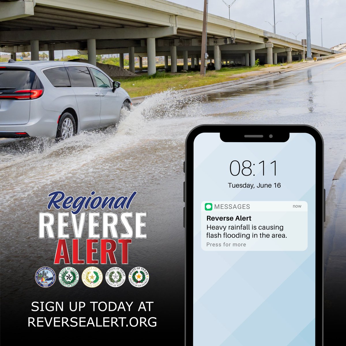 cityofcc's tweet photo. Don't be the last to know. Sign up today to receive local emergency alerts. The City of Corpus Christi uses Regional Reverse Alert to keep our community safe and aware of flash flooding, hurricanes, tornadoes, heat advisories, and more.

Sign up today at https://t.co/4cQRYUYLoB.

Regional Reverse Alert also serves communities in Nueces, Aransas, Refugio, and San Patricio Counties.

#CorpusChristi #NuecesCounty #AransasCounty #RefugioCounty #SanPatricioCounty