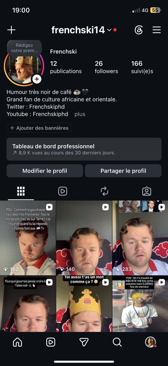 Frenchskiphd's tweet photo. Pour ceux qui me lisent, j’ai créé un insta où je pose des blagues racistes pour égayer vos feeds. Si vous pouvez prendre 2 secondes pour me follow dessus ce serait super cool, il me faudrait les 200 followers que j’ai accès aux reels d’essai.
Lien en com : https://t.co/GxkWz7bjsB