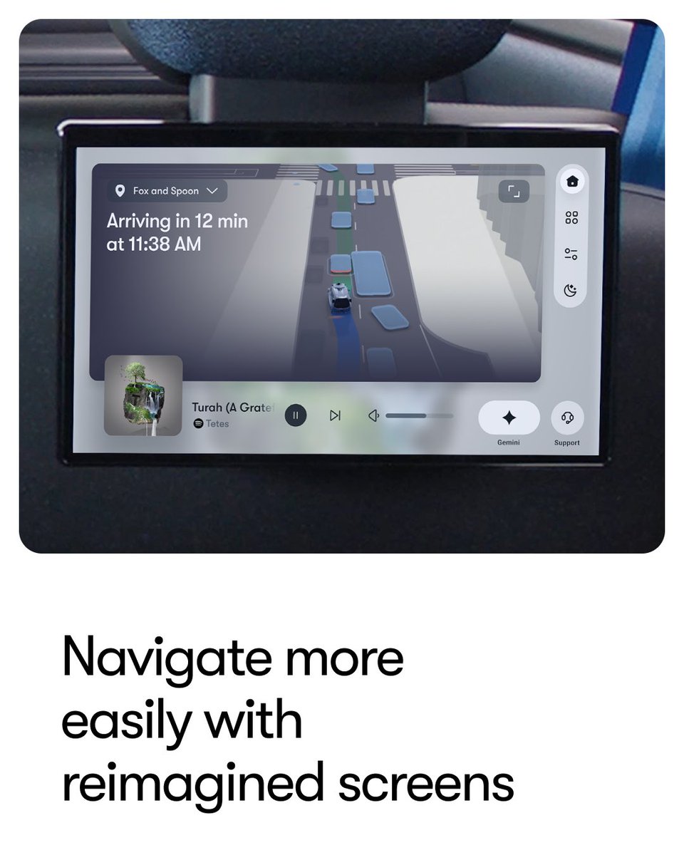 Waymo's tweet photo. You asked. We built. Our new Ojai vehicle platform now features a completely revamped in-car UI and riders can now harness Google’s Gemini inside the vehicle. The best autonomous ride on the road just got even better.

Early access is live now – we’ll be rolling it out to more riders soon!
