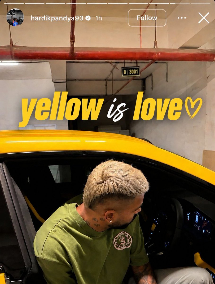 CricTalkie's tweet photo. Hardik Pandya Latest Instagram Story. 💛👀 #csk #hardikpandya #cskfan https://t.co/U7hA78uTLx