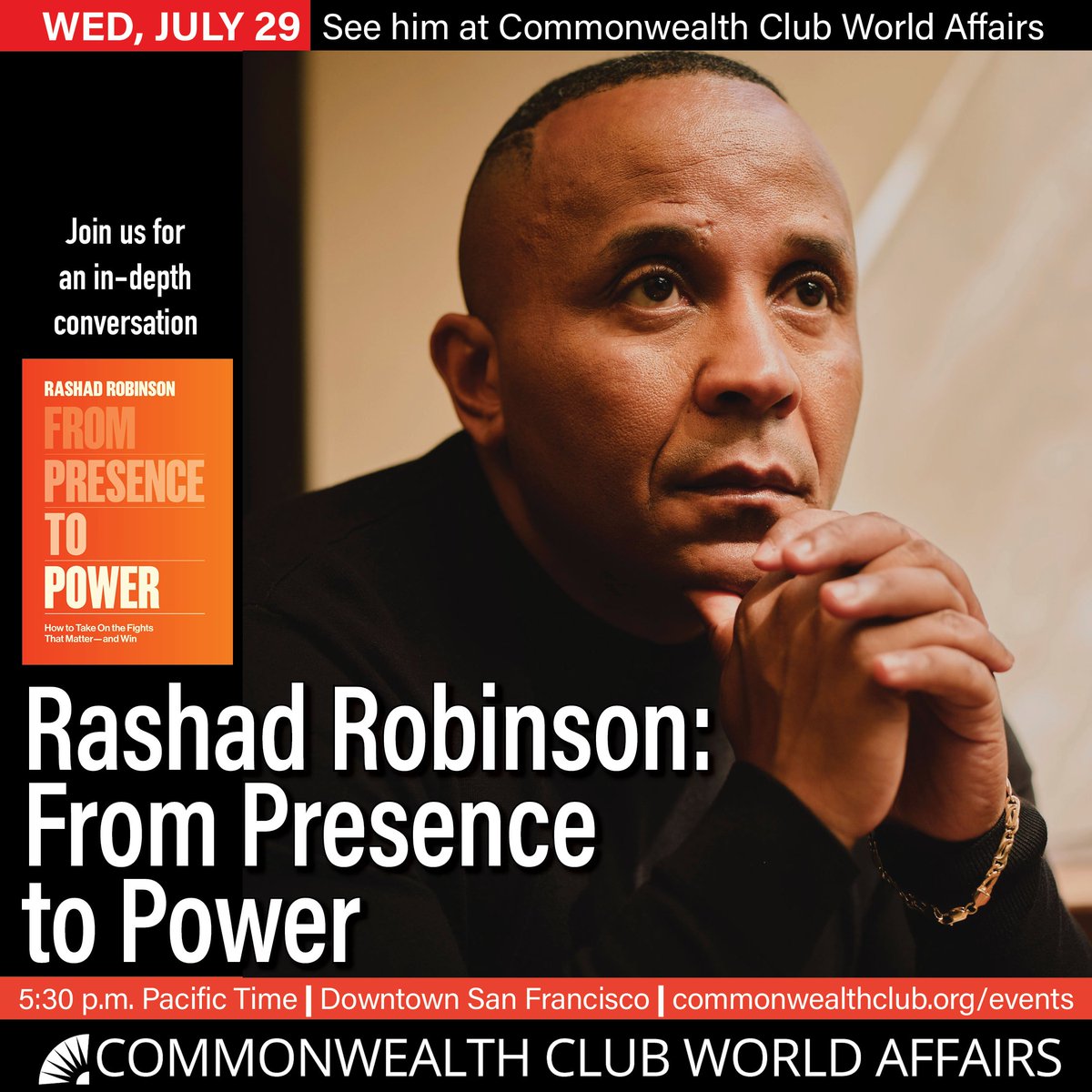 cwclub's tweet photo. Tonight @cwclub in San Francisco:
• 5:30 PM PDT / @rashadrobinson: From Presence to Power

Details &amp; Tickets: https://t.co/FTkpOkNJbB https://t.co/Tj2oDoiGsh