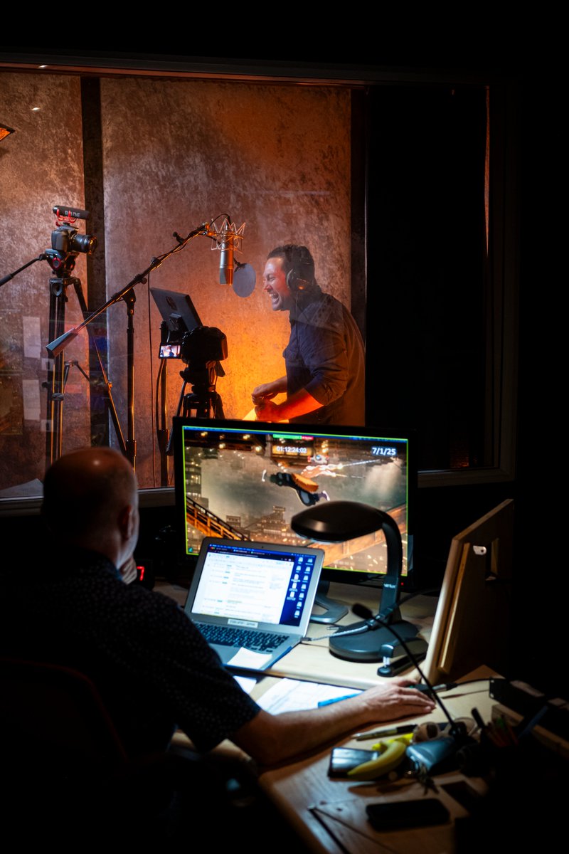 BangZoom's tweet photo. With Demon Slayer: Kimetsu no Yaiba Infinity Castle I now streaming on Crunchyroll, we're looking back at when we had the English cast in studio to record! You can watch it in English sub and dub now ⚔ https://t.co/EK0bsfLbKL