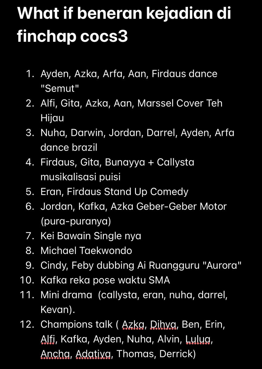 unerlovyu's tweet photo. "What if versiku", ini hanya berteori asal bunyi bukan rundown resmi dari rg karna aku suka berangan angan aja siapa tau menjadi kenyataan... kita ga akan tau :)
#ruangguru #cocs3 #finalchaptercocs3 #ThankyouCoCs3 #FinalChapterCoC https://t.co/KWV9GJHpDT