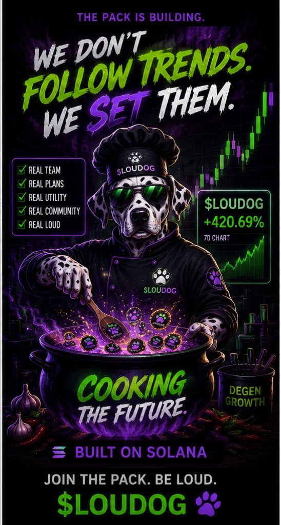 Righteousdevil7's tweet photo. Solana memecoins hit different because the ecosystem moves at light speed and the community doesn't sleep.
LOUDOG is 48 hours old and already out-grinding month-old projects. Dev's in the TG daily. Memes are fire. Chat never dies. While ETH dogs are paying50 in gas to make $20, Solana traders are rotating into the next runner with zero friction.
This is the chain. This is the culture. $LOUDOG is the play. 🐶🔥
https://t.co/711Ft4Wude | https://t.co/muJnOvNcIB
CA: GWACAbuQUMZDsK7hjwf2iprY8ksRERBTaeRXUgn9pump