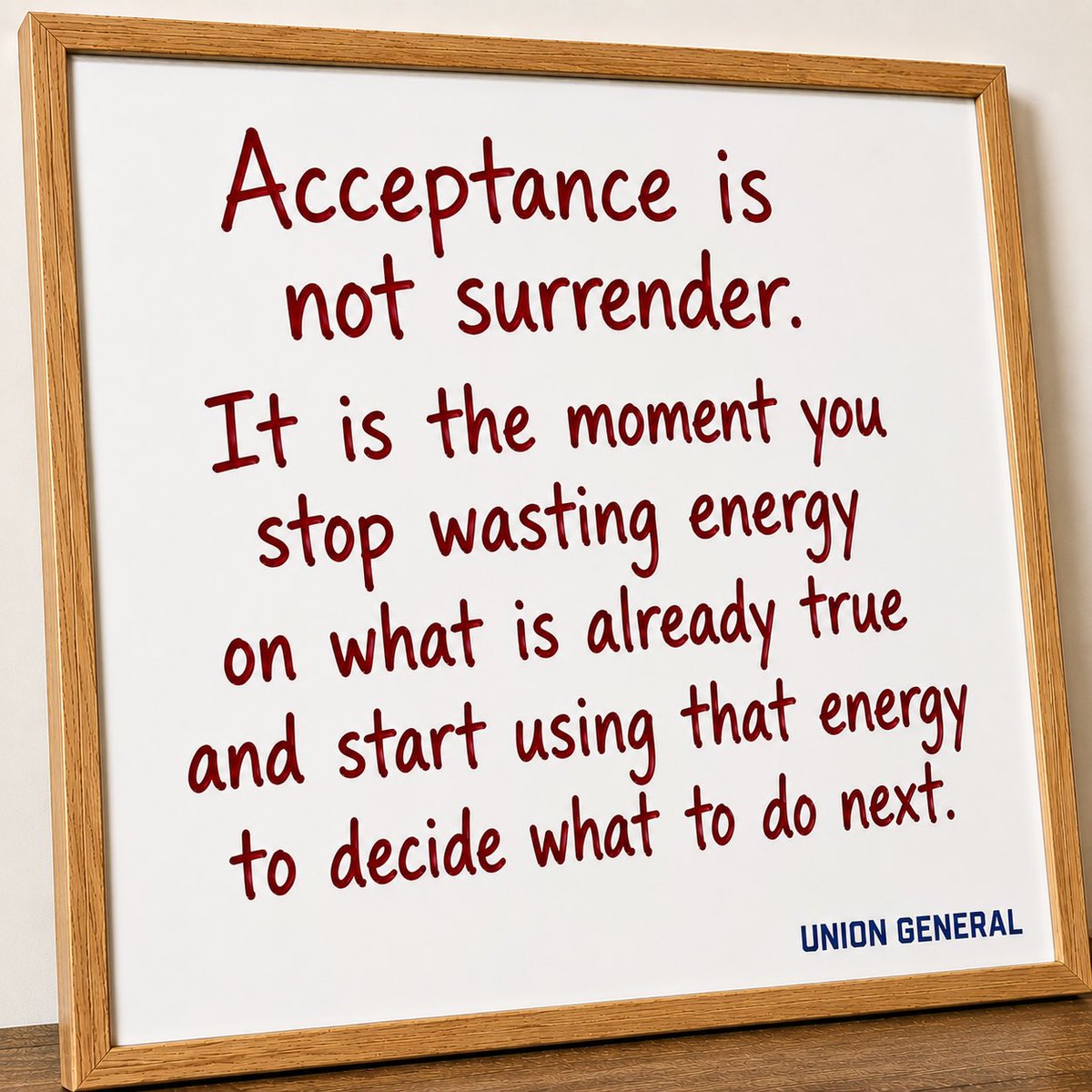 UnionGeneral2's tweet photo. It’s Whiteboard Wednesday!

“Acceptance is not surrender. It is the moment you stop wasting energy on what is already true and start using that energy to decide what to do next.”

#uniongeneralins #whiteboardwednesday #acceptance #resilience #mindset #perspective #growth https://t.co/w1QjGkeFwB