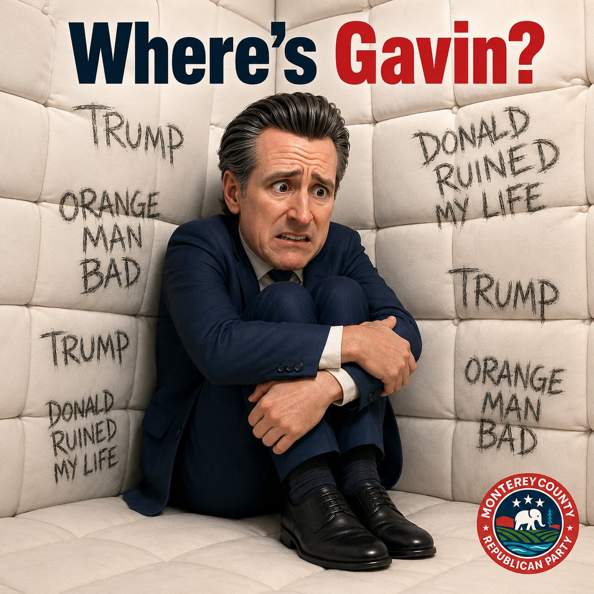 MCGOP_CA's tweet photo. Has anyone done a welfare check on @GavinNewsom ? https://t.co/8mC5gbf66w