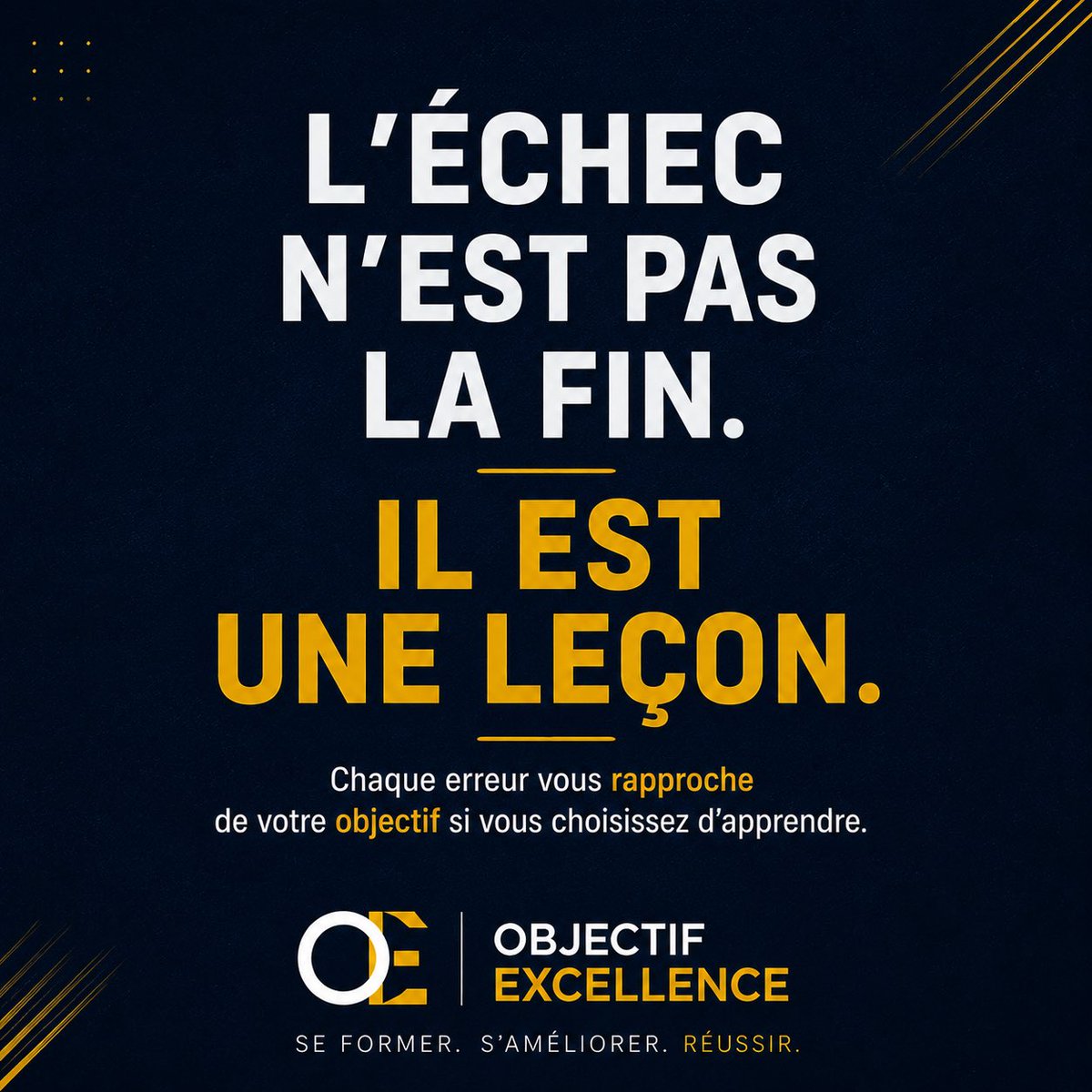 ObjExcellence's tweet photo. Un échec n’est pas une preuve que vous êtes incapable.

C’est une occasion d’apprendre, de corriger et d’avancer.

Continuez.

#ObjectifExcellence #Persévérance #Mentalité https://t.co/XIcl6APOuG