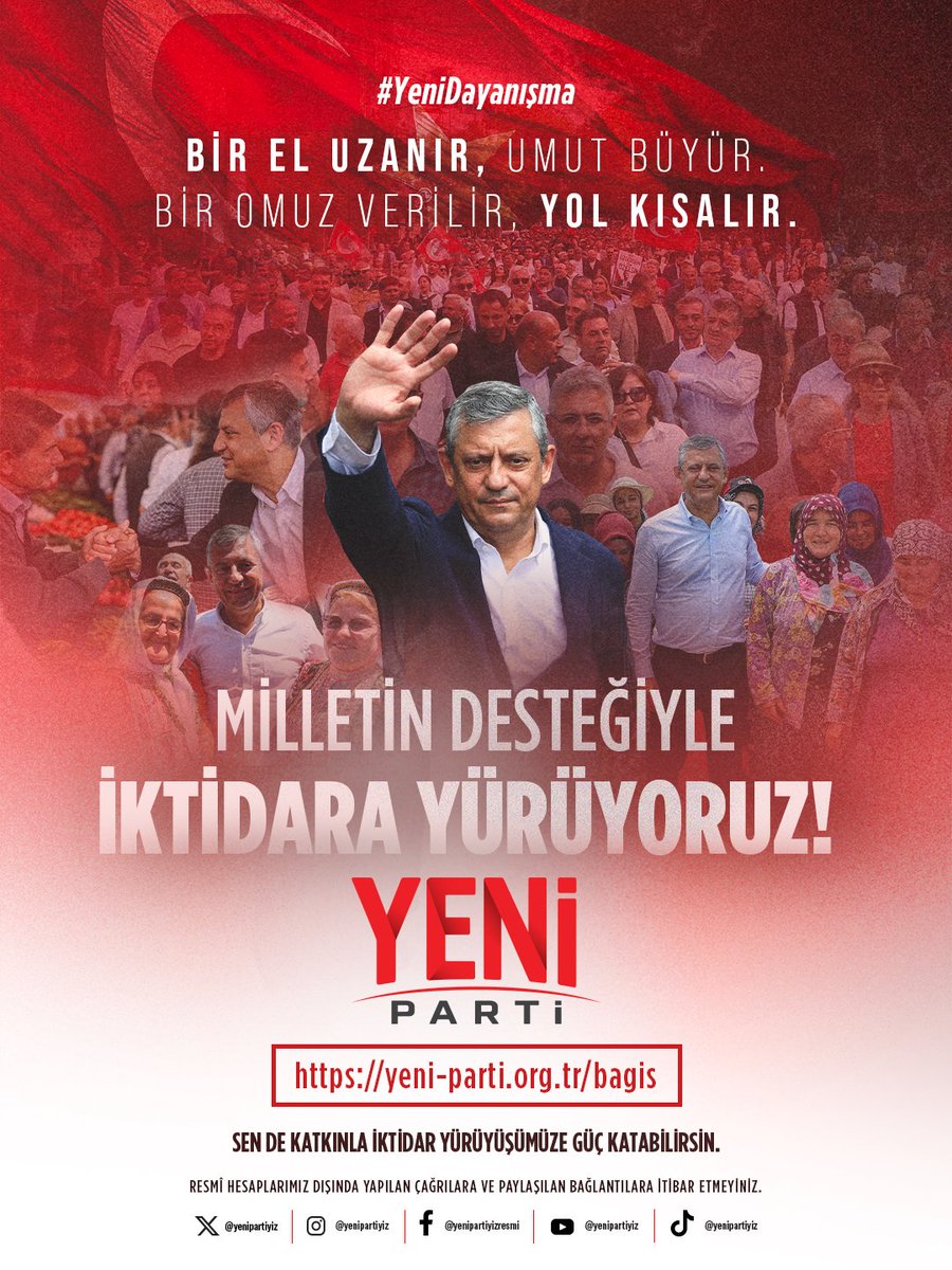 ATuncayOzkan's tweet photo. YENİ Parti’yi millet kurdu, büyütecek olan da millettir. 

Sizlerin desteğiyle iktidara yürüyoruz!

#YeniDayanışma

Hesap Sahibi: YENİ Parti Genel Merkezi

Türkiye İş Bankası
TR51 0006 4000 0014 2011 5395 48

Halkbank
TR31 0001 2001 4790 0086 0000 09

Ziraat Bankası
TR38 0001 0009 0398 4234 2950 01