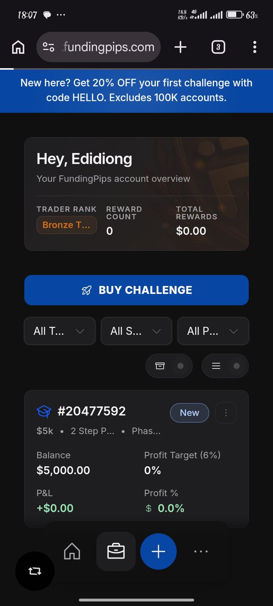 Fridaevibez's tweet photo. Just purchased a 5k 2 step pro account from @fundingpips using @ronna256 code. Wish me luck💪💪 https://t.co/i6WHgnKwi8