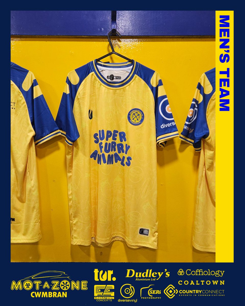 CwmbranCeltic's tweet photo. Those of you in our record crowd of 410 last night, will have noticed our new kit. Sponsored by @superfurryanimals & manufactured by @teamtorsports, it'll be available to pre-order from our club shop next week!
.
.
.
#cwmbranceltic #superfurryanimals #sfaok #torsports #newkit https://t.co/PvZJub9Dip