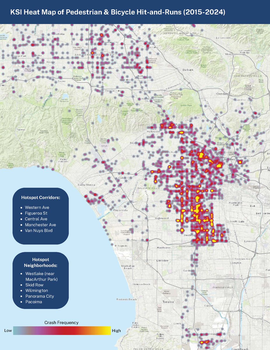 ucla_its's tweet photo. ...And a special shout-out to Ingrid Fan, Public Affairs undergraduate, for her spatial analysis of hit-and-run collisions in Los Angeles to support @ladotofficial ongoing traffic safety initiatives. Read the report⤵️
https://t.co/ocVwxNcFkB https://t.co/dBJ3jKObT3