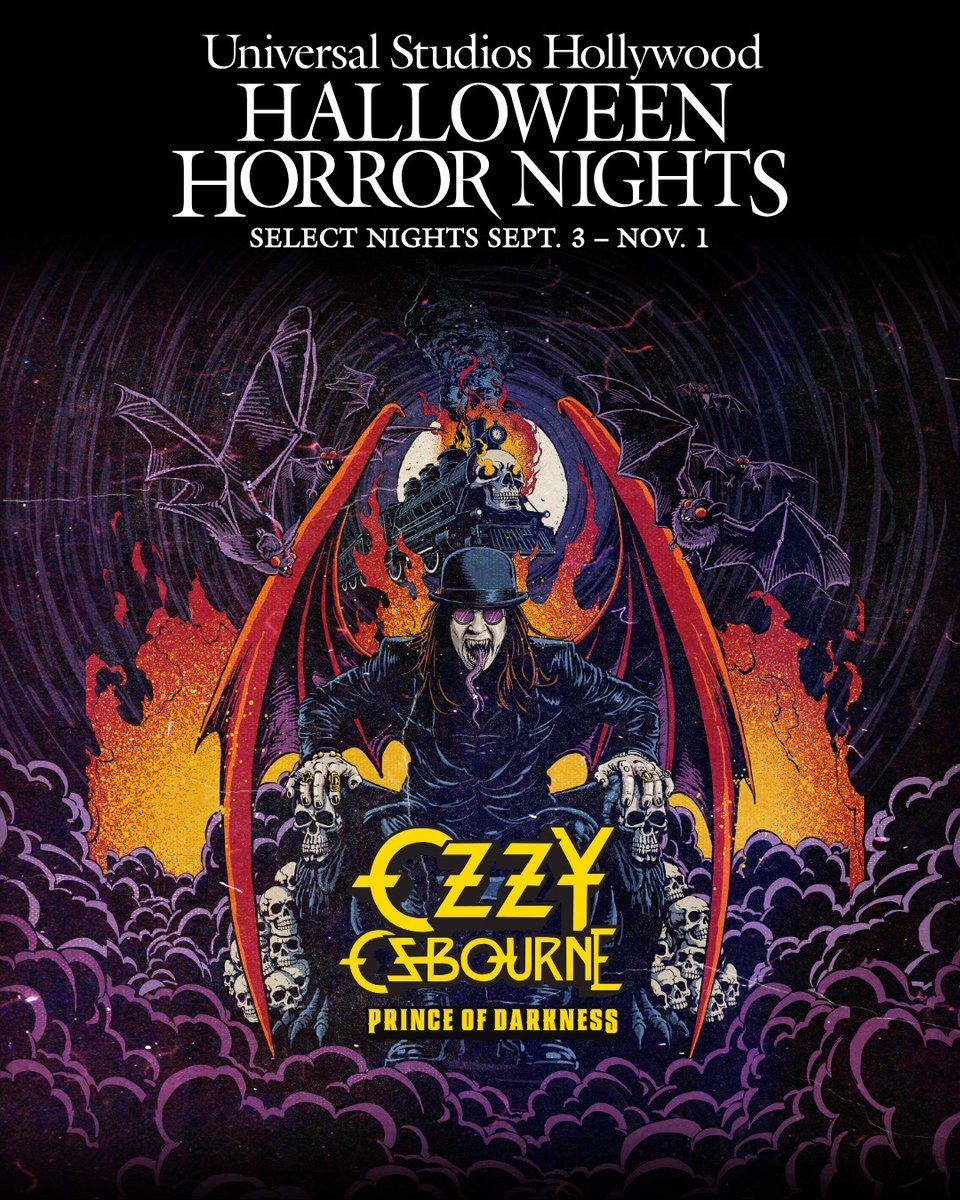 HorrorNights's tweet photo. You’re in Ozzy’s world now. Bow at the throne of the Prince of Darkness in this haunted house inspired by the twisted mind of one of rock ‘n’ roll’s greatest legends. Tickets: https://t.co/oTm6qzCnZr https://t.co/yVkqrzVvSC