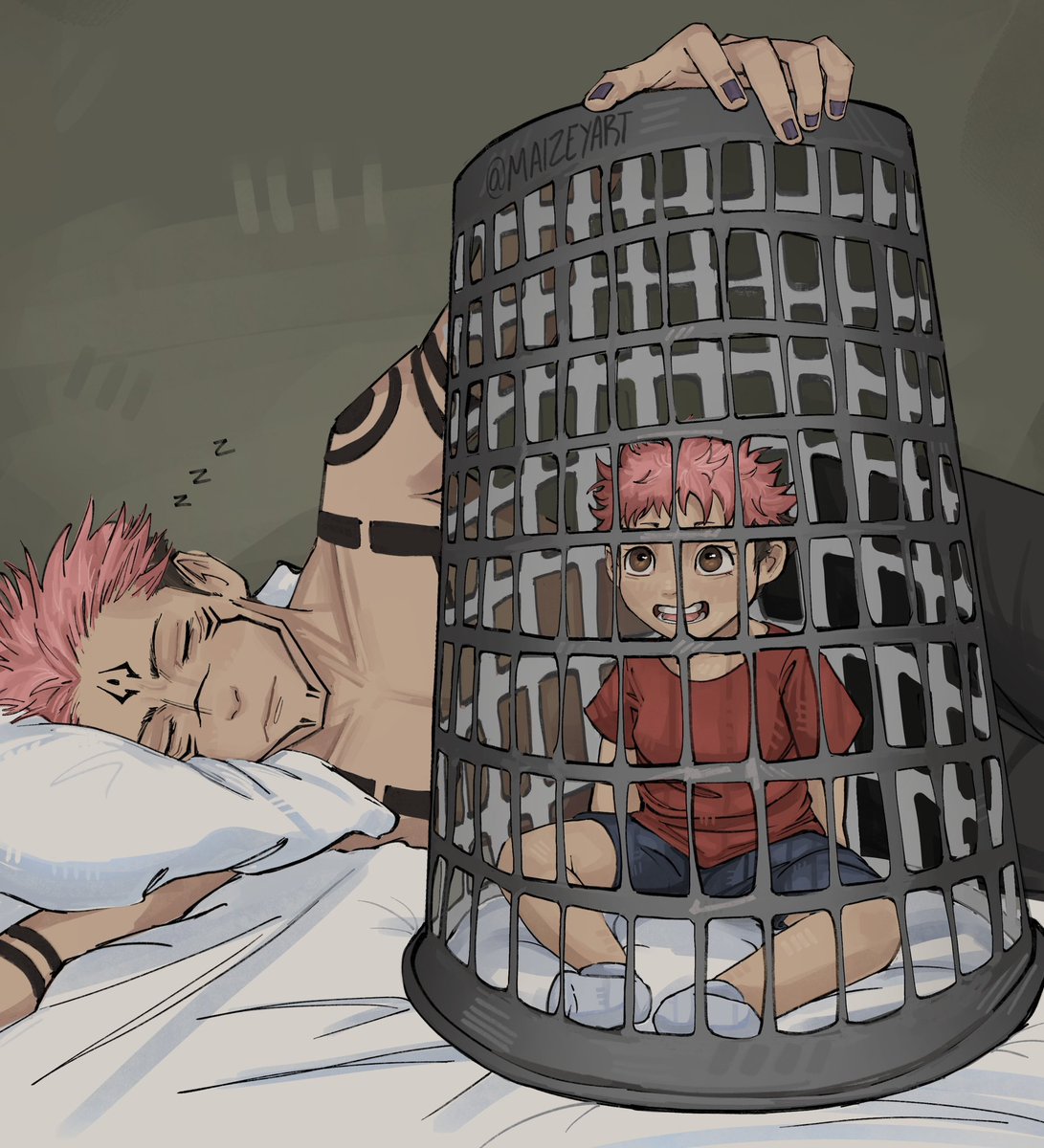 MaizeyArt's tweet photo. unckuna doesn’t get asked to watch yuji during naptime anymore 🥱 https://t.co/VId56jePhN