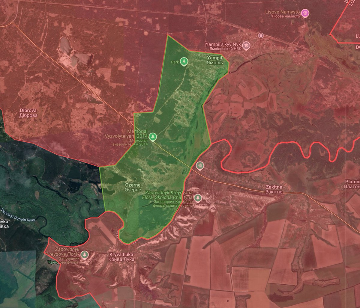 Kalibrated_Maps's tweet photo. Yampil in the Lyman direction has come fully under Russian control. https://t.co/v1pHOB4hxk