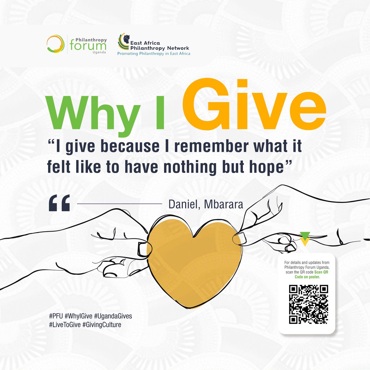 philanthropy_ug's tweet photo. 🤲🏾 #WhyIGive
💬 “I give because I remember what it felt like to have nothing but hope.” — Daniel, Mbarara
Generosity is memory turned into action: sharing a meal, covering a boda fare or remembering someone’s hard season.
Who could you support today?
#PFU #UgandaGives https://t.co/rYnu95ocRJ