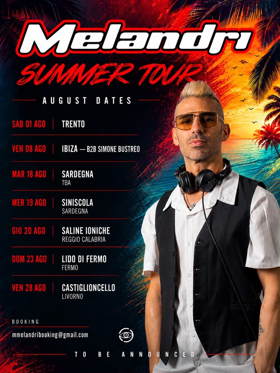 MarcoMelandri33's tweet photo. August atour is here!
#mm33 #dj #party #tour #summer
Booking mmelandribooking@gmail.com https://t.co/2CB4TTnISe