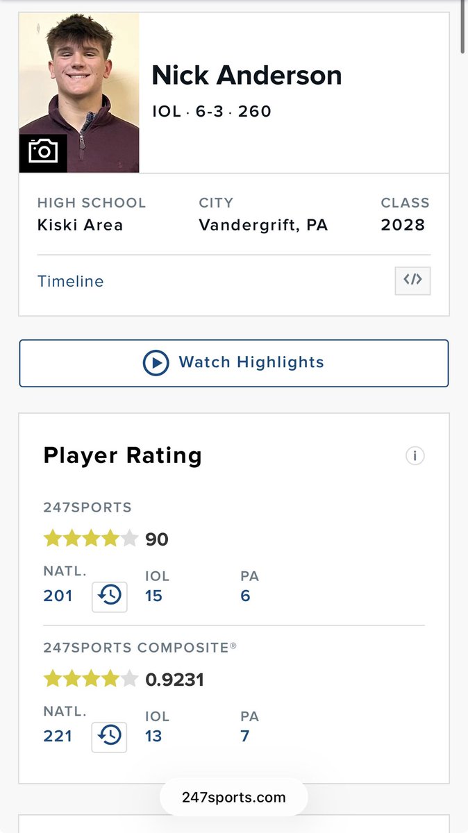 Nickanderson_62's tweet photo. Very thankful to be re-ranked as a 4 star on @247Sports

- 15th IOL
- 6th in PA 
- 201st in the nation

@kiskifootball @Thimons_7 @KA_Football @wpialsportsnews @PA_TodaySports 

Hudl - https://t.co/YIx1yt5e7y https://t.co/BadLSOpgLN
