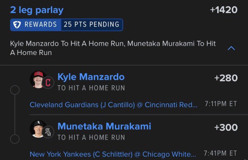 ferdy4lif's tweet photo. 💰
#MLB #SportsBetting #Parlay #GamblingTwitter #Baseball #BettingCommunity #FanDuel #Strikeouts #BigWin #SportsX 😤
#picks #prizepicks #tennisprizepicks #tennis #tennispicks #parlay #betting #bets https://t.co/Zz7IFFrJQT